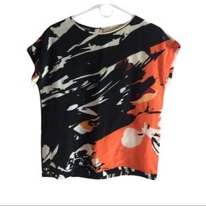 Lafayette 148 print blouse 100% silk